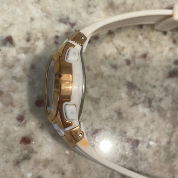 Rose gold and white digital watch. Lightly worn mild discoloration of band - Picture 3 of 4